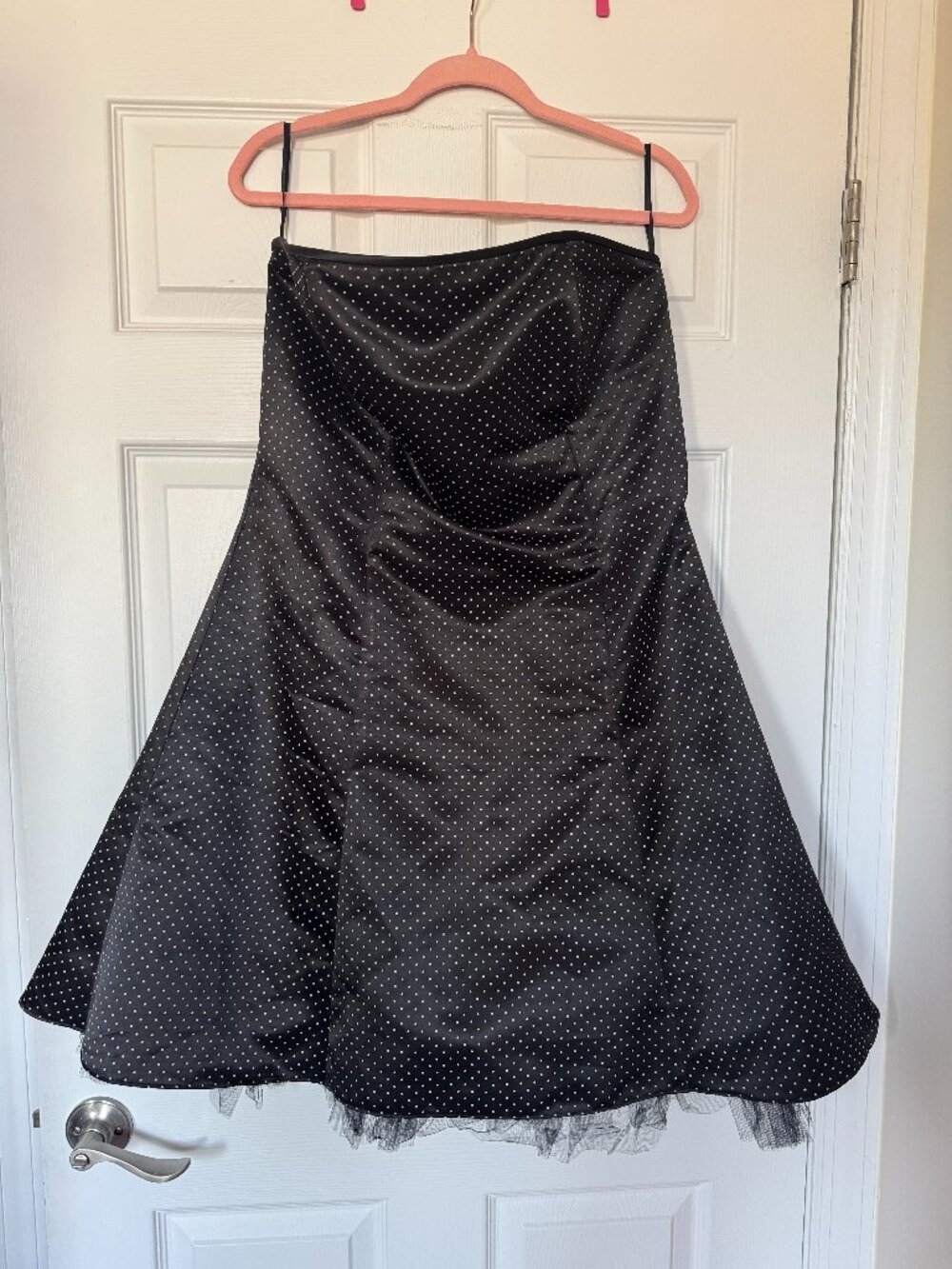 Vintage 90s/Y2k Jessica McClintock for Gunne Sax Black And White Polka Dot Strap